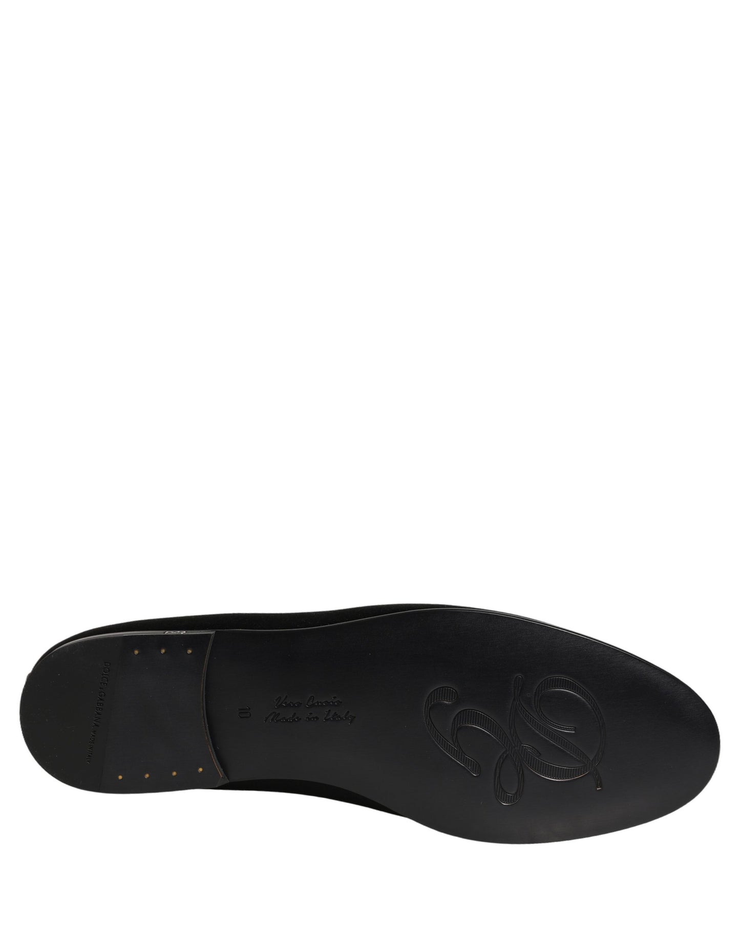 Chaussures Plates Sans Lacets Noires en Satin à Logo Dolce & Gabbana