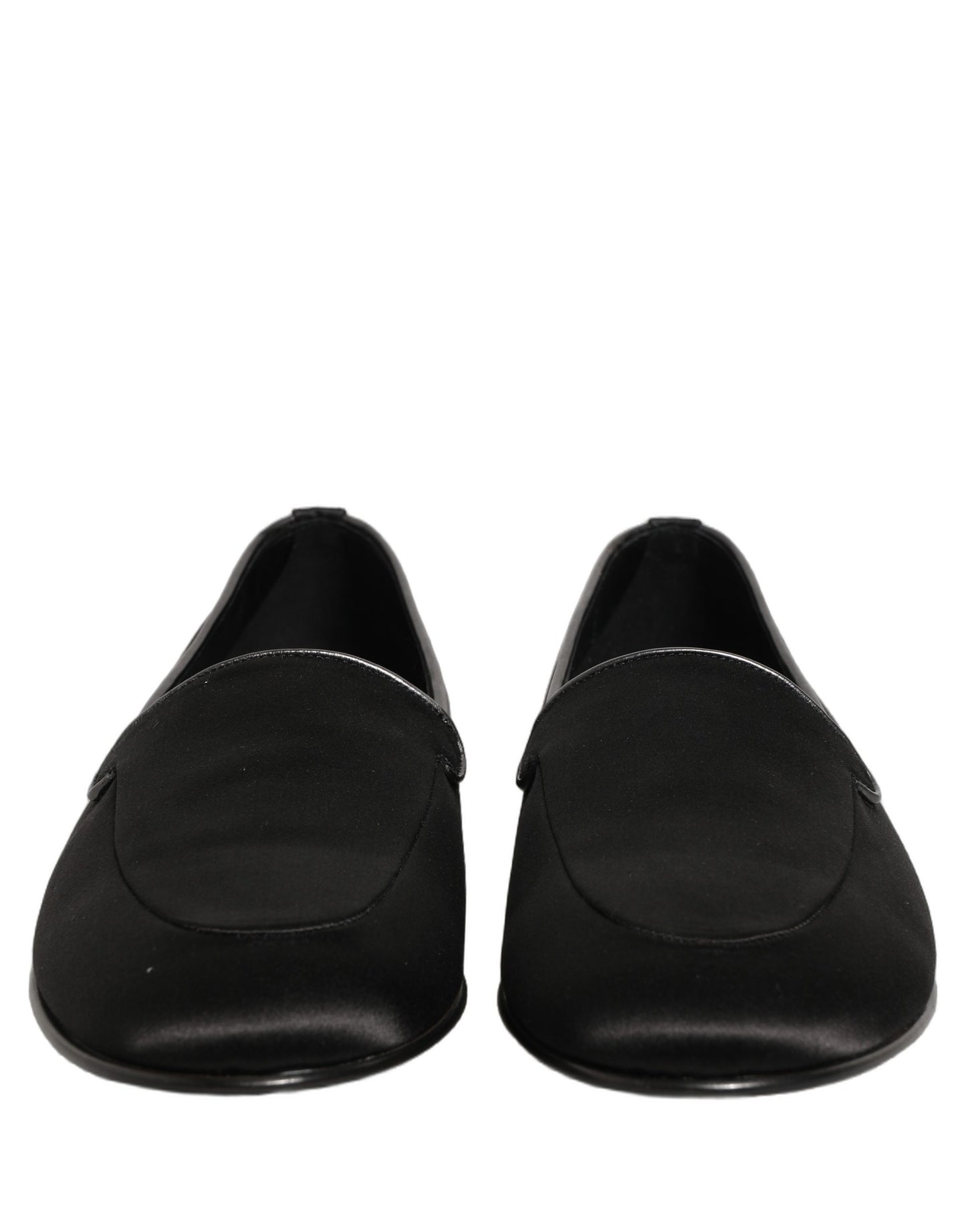 Chaussures Plates Sans Lacets Noires en Satin à Logo Dolce & Gabbana