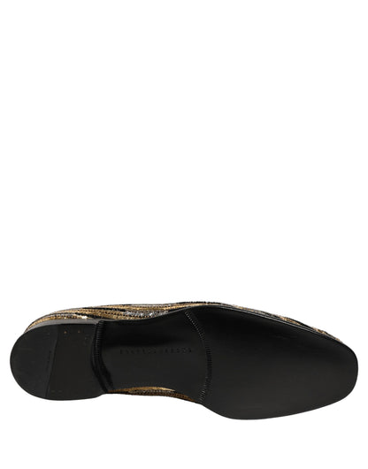Zapatos mocasín Dolce & Gabbana a rayas doradas con lentejuelas