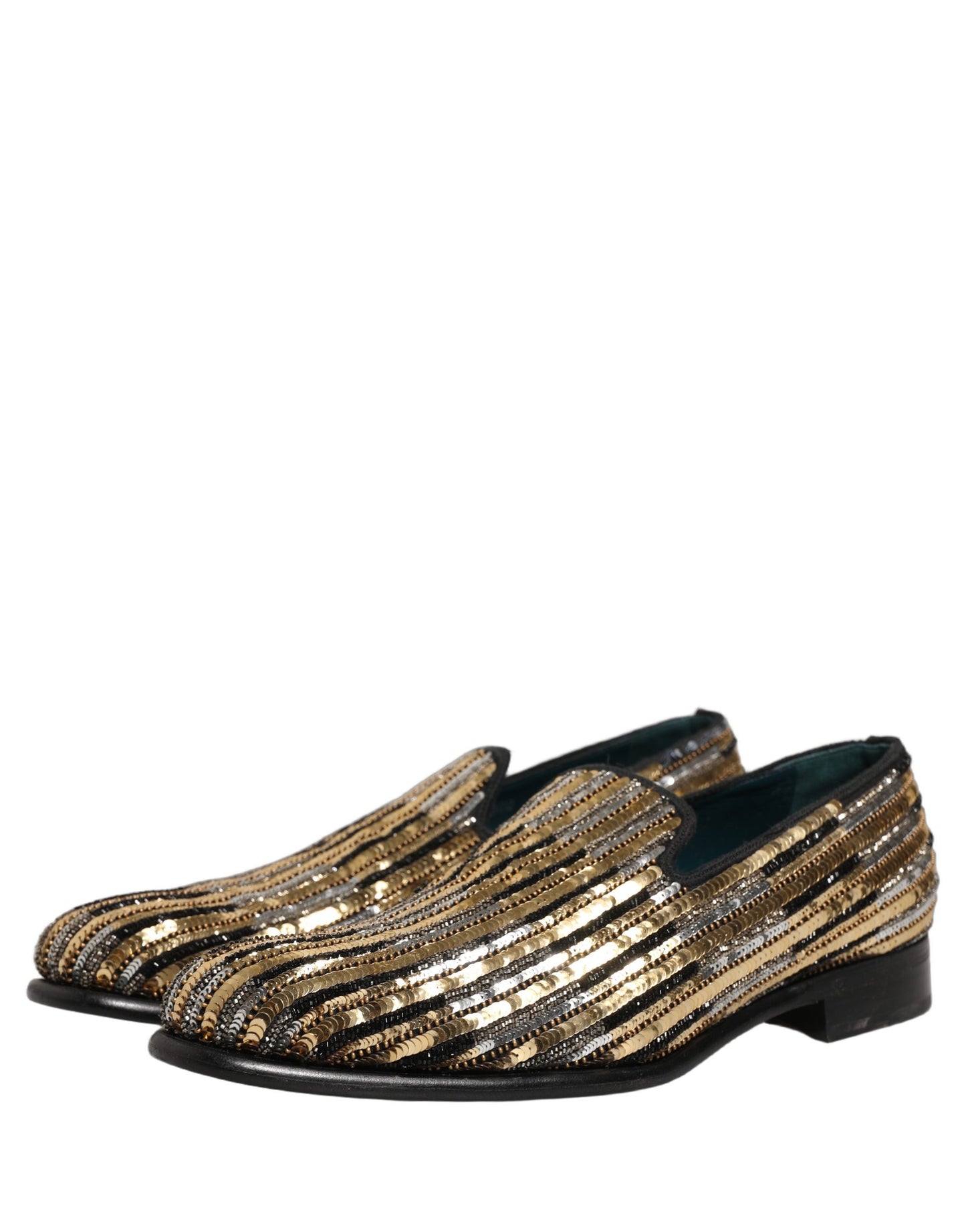 Zapatos mocasín Dolce & Gabbana a rayas doradas con lentejuelas