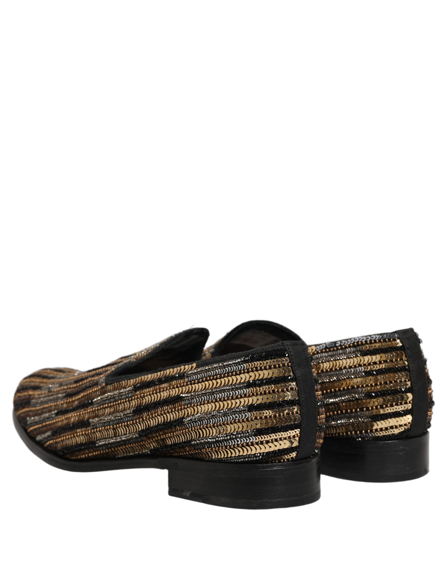 Zapatos mocasín Dolce & Gabbana a rayas doradas con lentejuelas