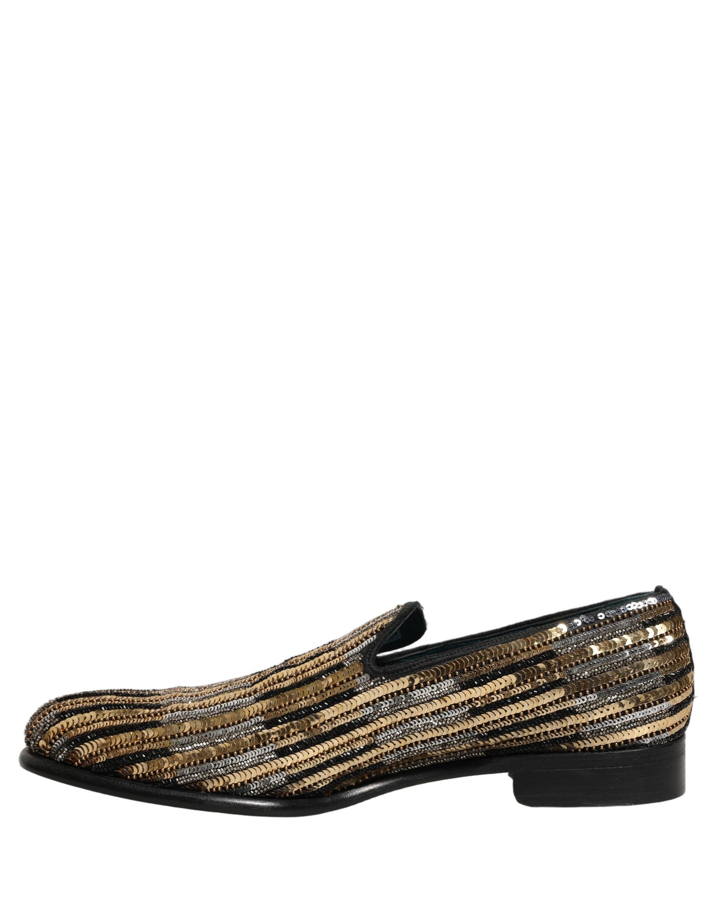 Zapatos mocasín Dolce & Gabbana a rayas doradas con lentejuelas