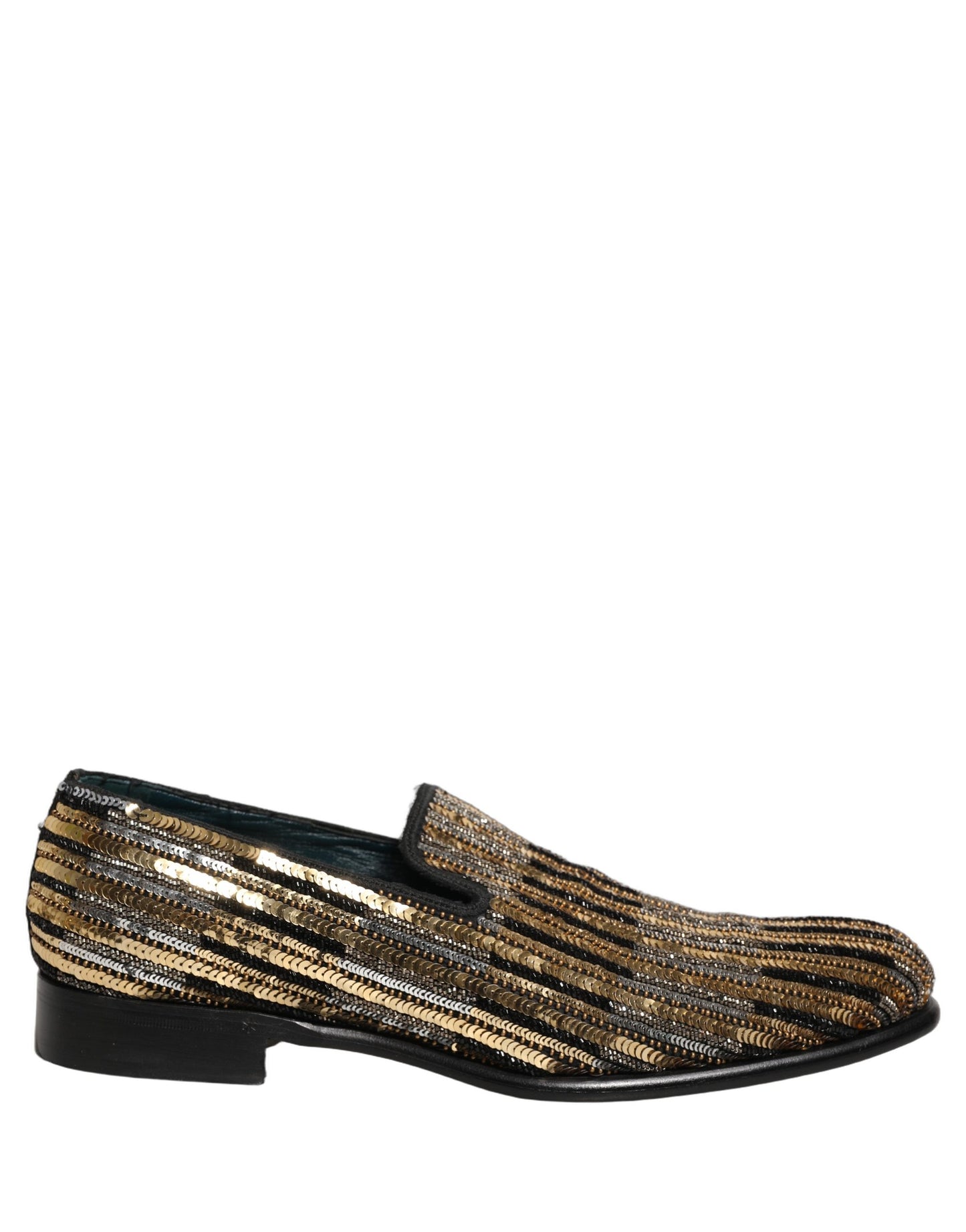 Zapatos mocasín Dolce & Gabbana a rayas doradas con lentejuelas