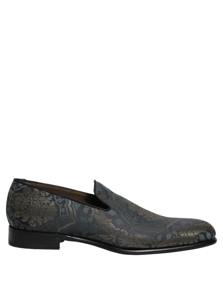 Zapatos mocasines sin cordones de brocado floral negro Dolce & Gabbana