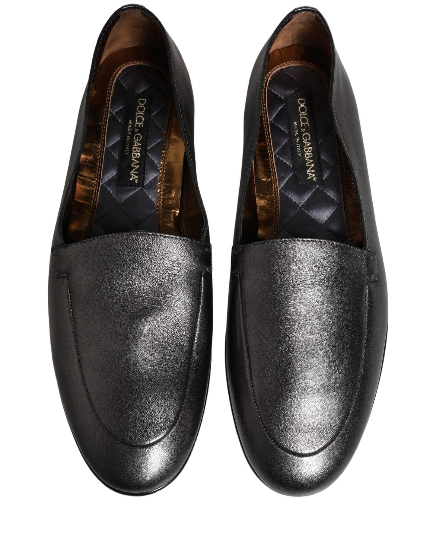 Mocassins en cuir argenté avec logo DG Dolce & Gabbana