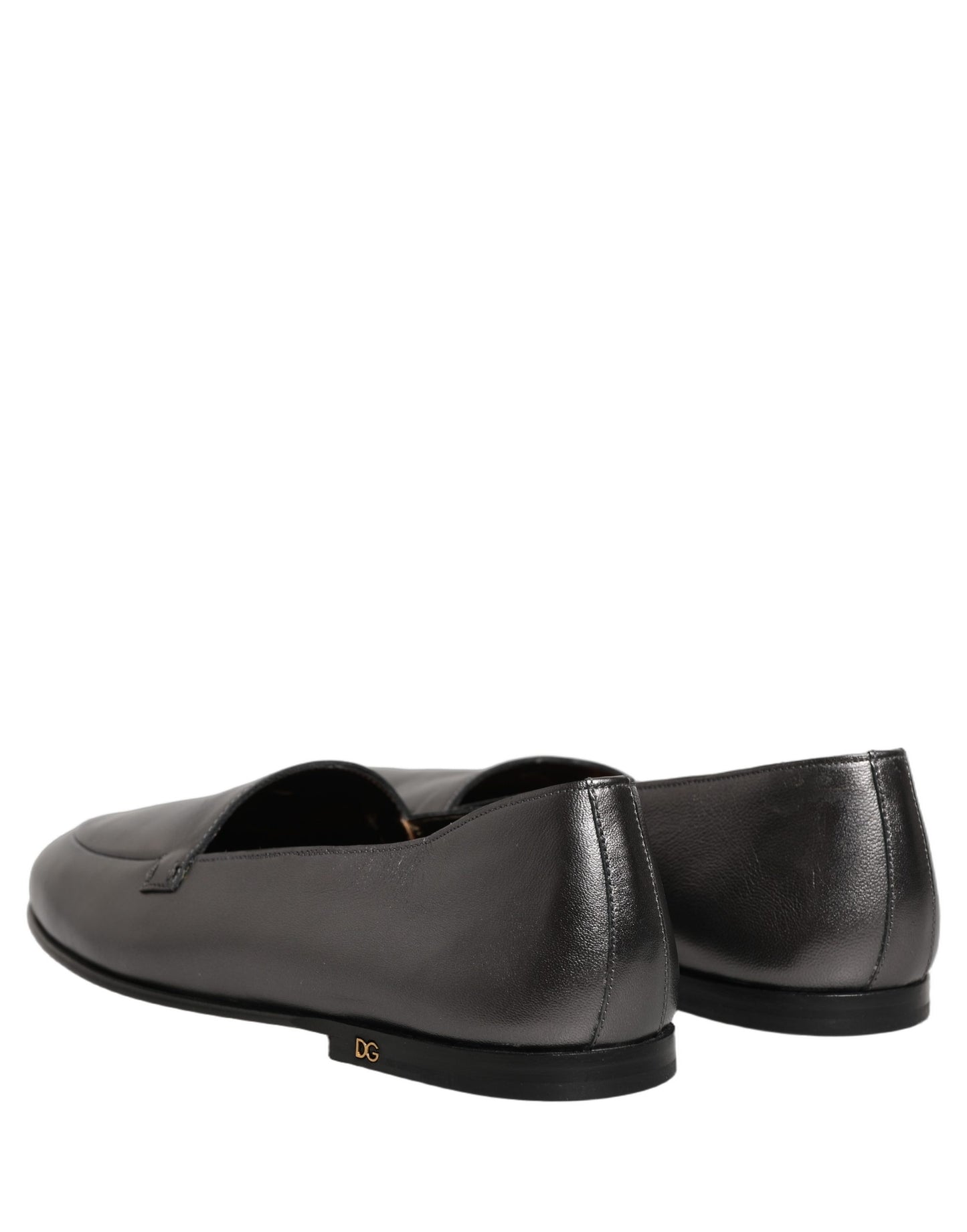 Mocassins en cuir argenté avec logo DG Dolce & Gabbana