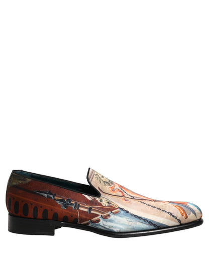 Zapatos mocasines sin cordones Dolce & Gabbana con estampado de león multicolor