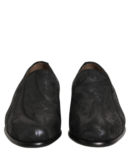 Mocassins de ville en brocart noir Dolce & Gabbana pour homme