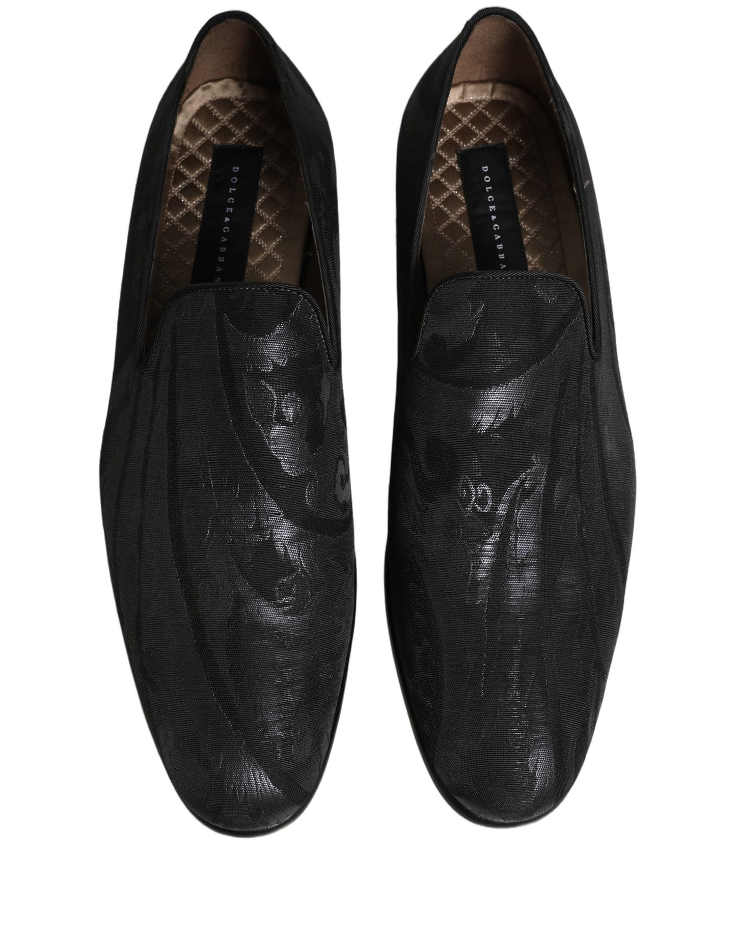 Mocassins de ville en brocart noir Dolce & Gabbana pour homme