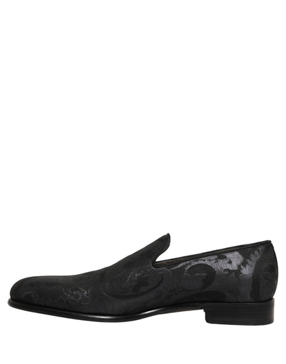 Mocassins de ville en brocart noir Dolce & Gabbana pour homme