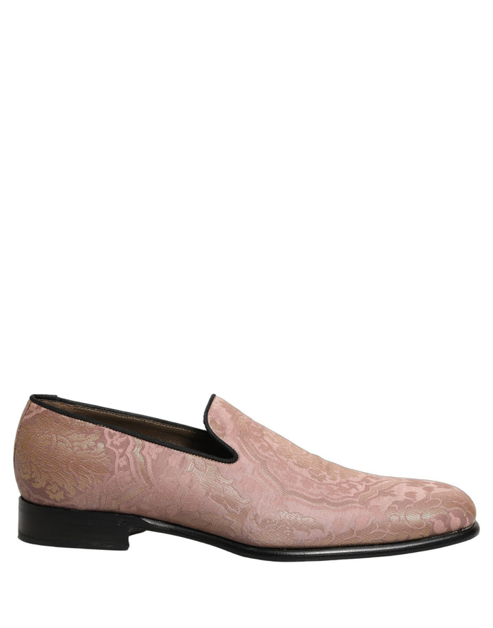 Zapatos mocasines de vestir Dolce & Gabbana de hombre de brocado rosa sin cordones