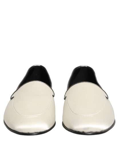 Chaussures plates à enfiler Dolce & Gabbana en satin blanc avec logo