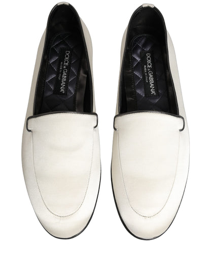 Chaussures plates à enfiler Dolce & Gabbana en satin blanc avec logo