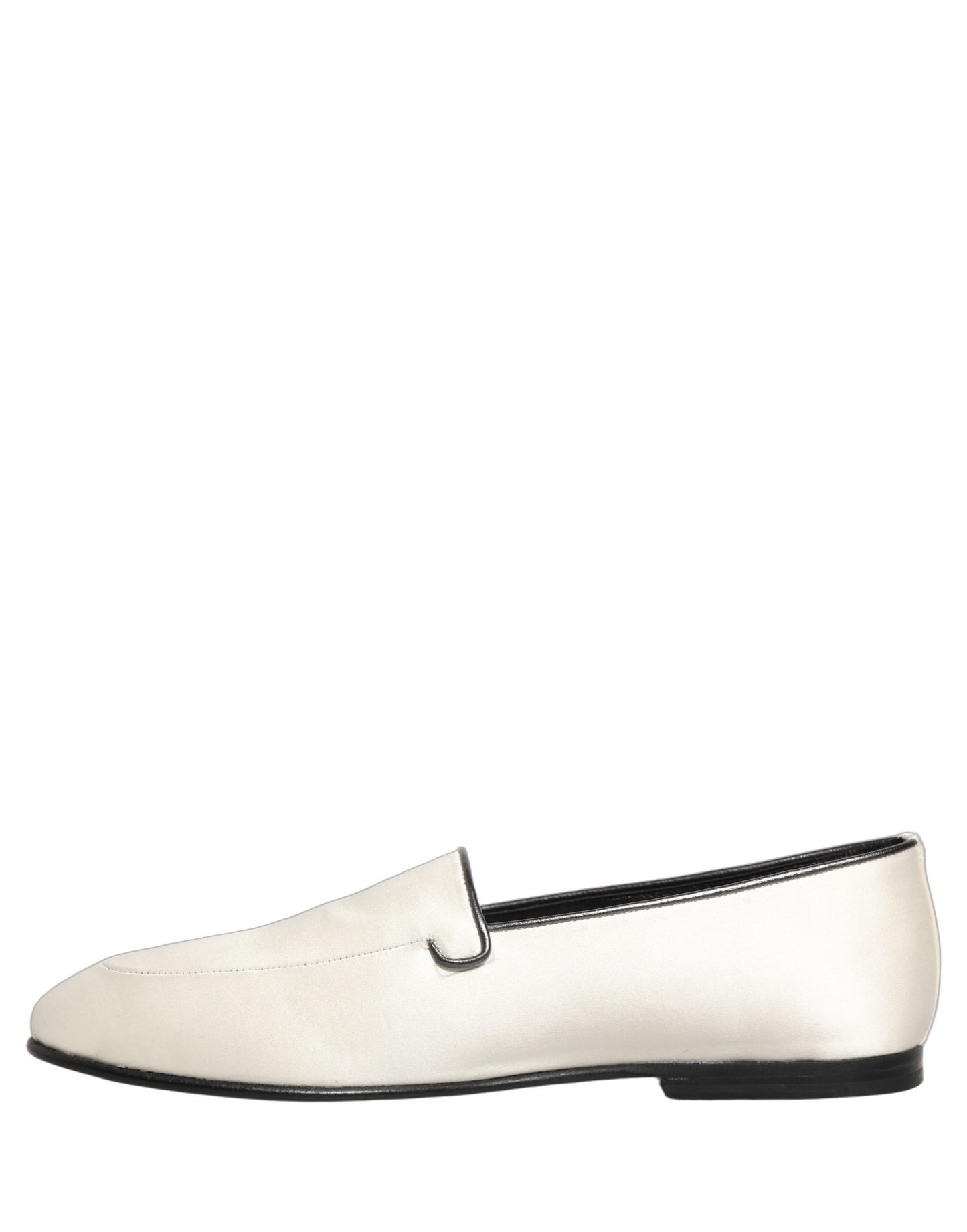 Chaussures plates à enfiler Dolce & Gabbana en satin blanc avec logo