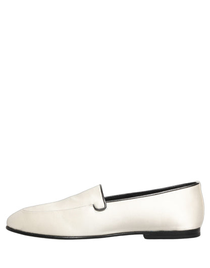 Chaussures plates à enfiler Dolce & Gabbana en satin blanc avec logo