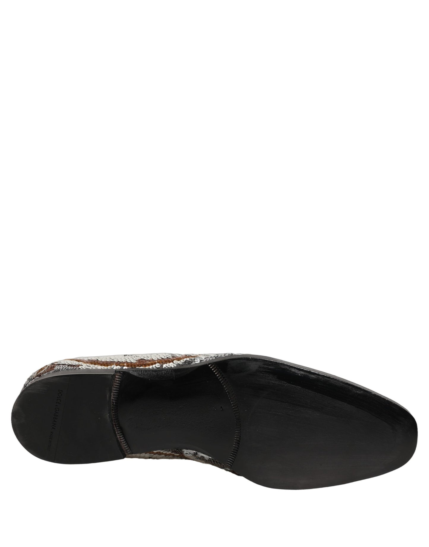 Mocasines con lentejuelas en oro blanco de Dolce & Gabbana