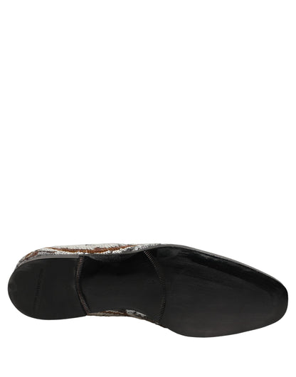 Mocasines con lentejuelas en oro blanco de Dolce & Gabbana