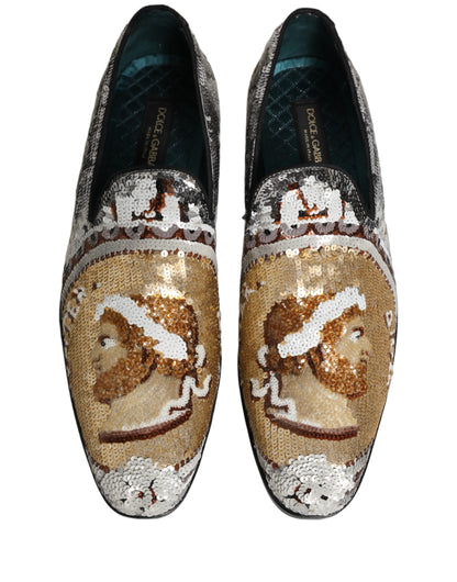 Mocasines con lentejuelas en oro blanco de Dolce & Gabbana
