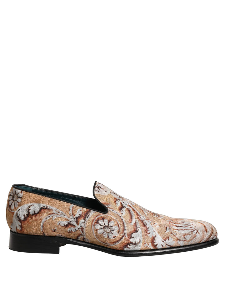 Zapatos Mocasines de Hombre Dolce & Gabbana Dorados de Brocado Barroco