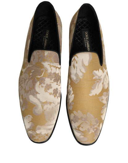 Zapatos Mocasines de Hombre Dolce & Gabbana Jacquard Estampado Floral Dorado