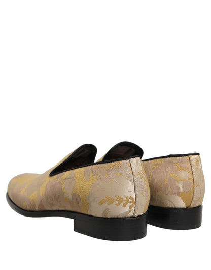 Zapatos Mocasines de Hombre Dolce & Gabbana Jacquard Estampado Floral Dorado