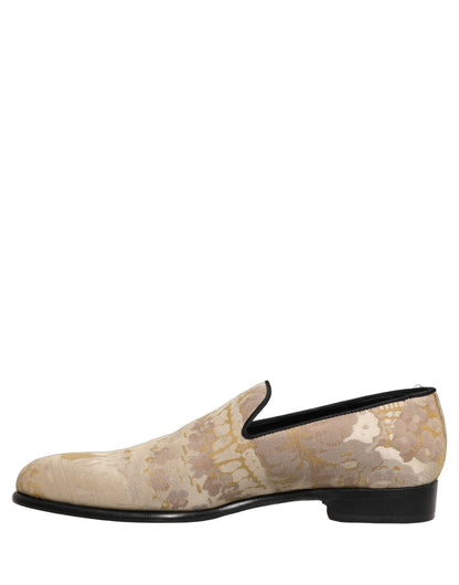 Zapatos Mocasines de Hombre Dolce & Gabbana Jacquard Estampado Floral Dorado