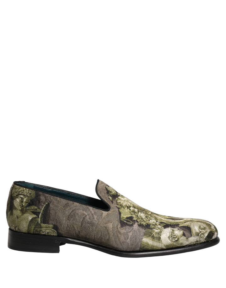 Mocasines sin cordones con estampado barroco marrones de Dolce & Gabbana