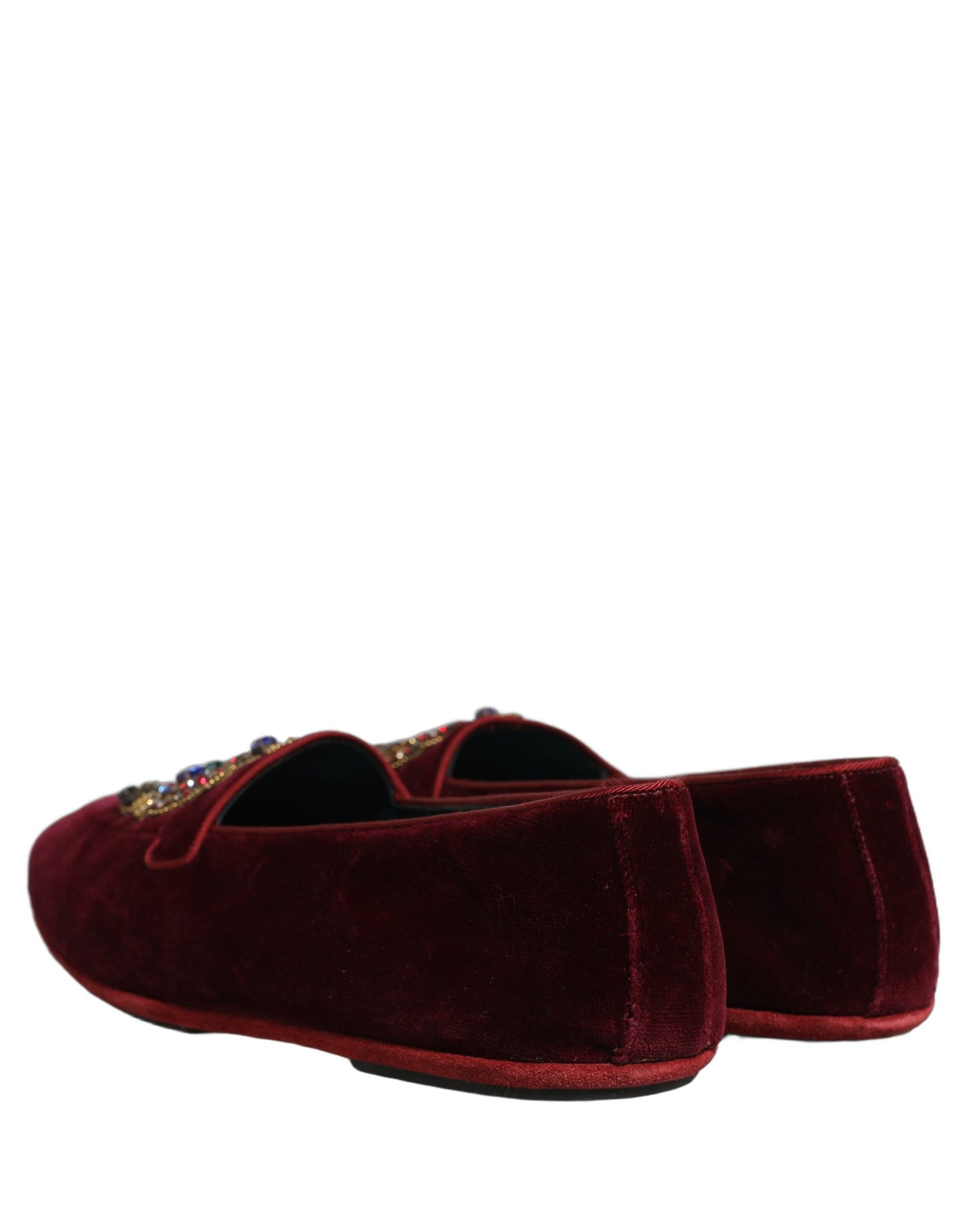 Mocassins à enfiler en velours bordeaux Dolce & Gabbana avec couronne