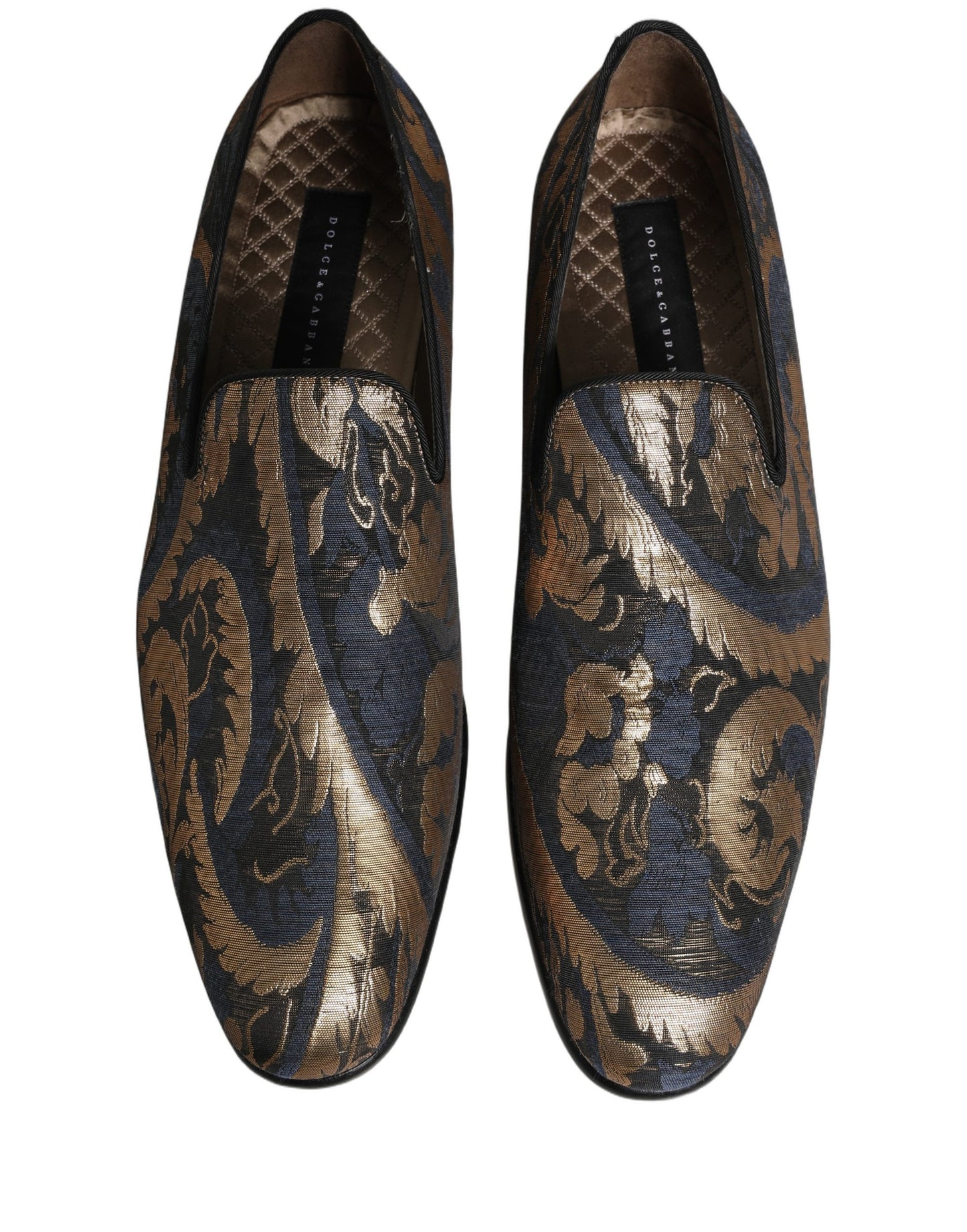 Zapatos Mocasines sin Cordones de Vestir de Hombre de Brocado Azul Dolce & Gabbana