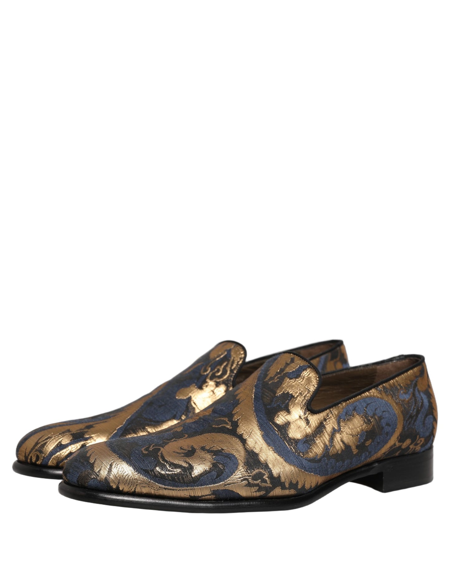 Zapatos Mocasines sin Cordones de Vestir de Hombre de Brocado Azul Dolce & Gabbana