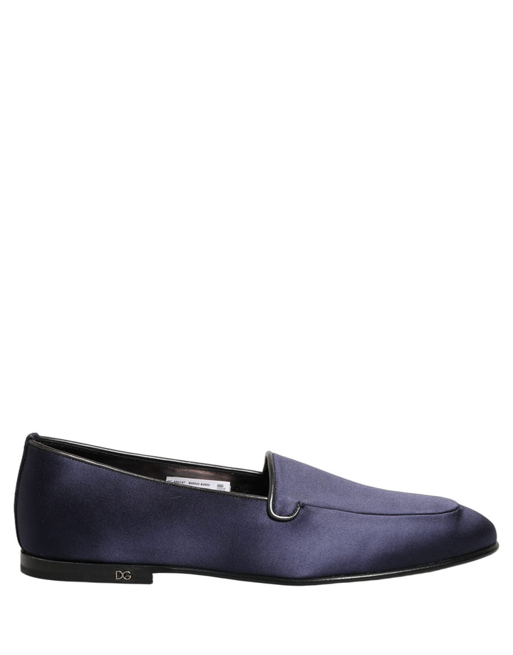 Chaussures plates à enfiler Dolce & Gabbana en satin bleu avec logo