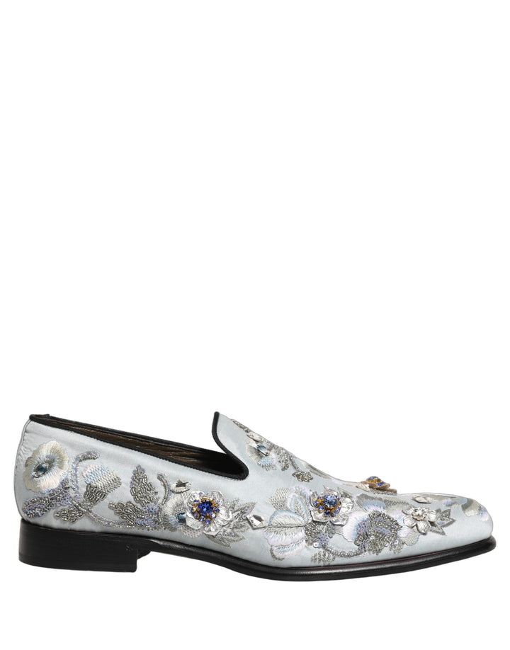 Mocasines de hombre Dolce & Gabbana blancos con adorno floral