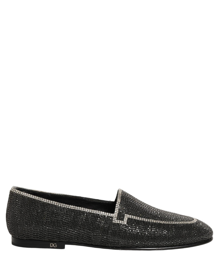 Zapatos Mocasines de Hombre Dolce & Gabbana Negros con Adornos de Cristal