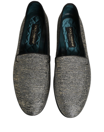 Zapatos mocasines de vestir para hombre, Dolce & Gabbana, gris, lúrex con purpurina