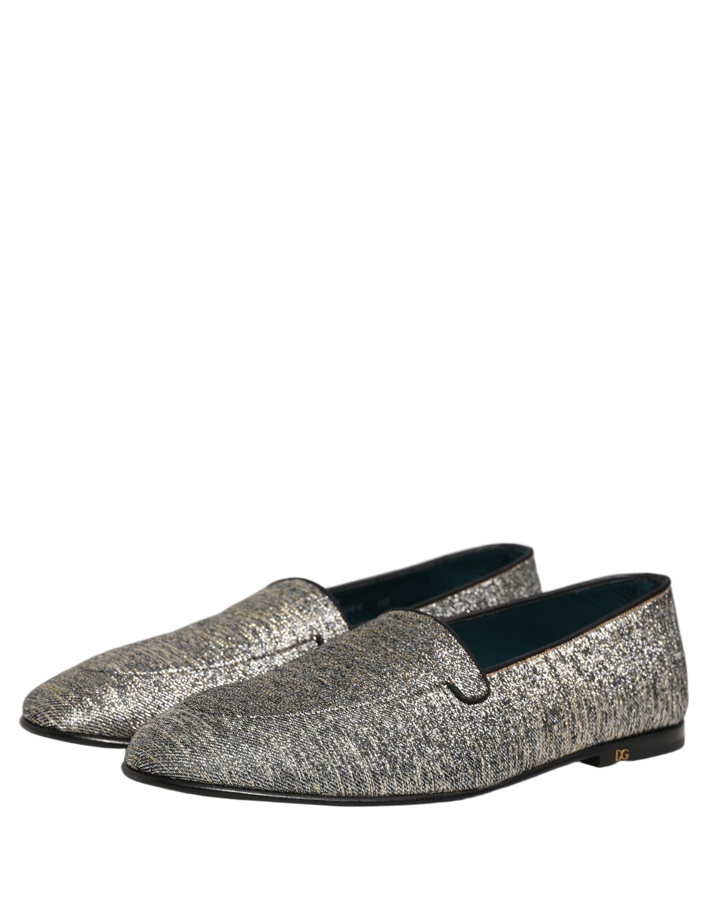 Zapatos mocasines de vestir para hombre, Dolce & Gabbana, gris, lúrex con purpurina