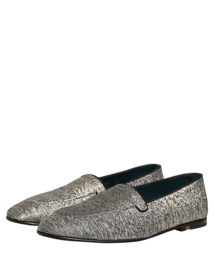 Zapatos mocasines de vestir para hombre, Dolce & Gabbana, gris, lúrex con purpurina