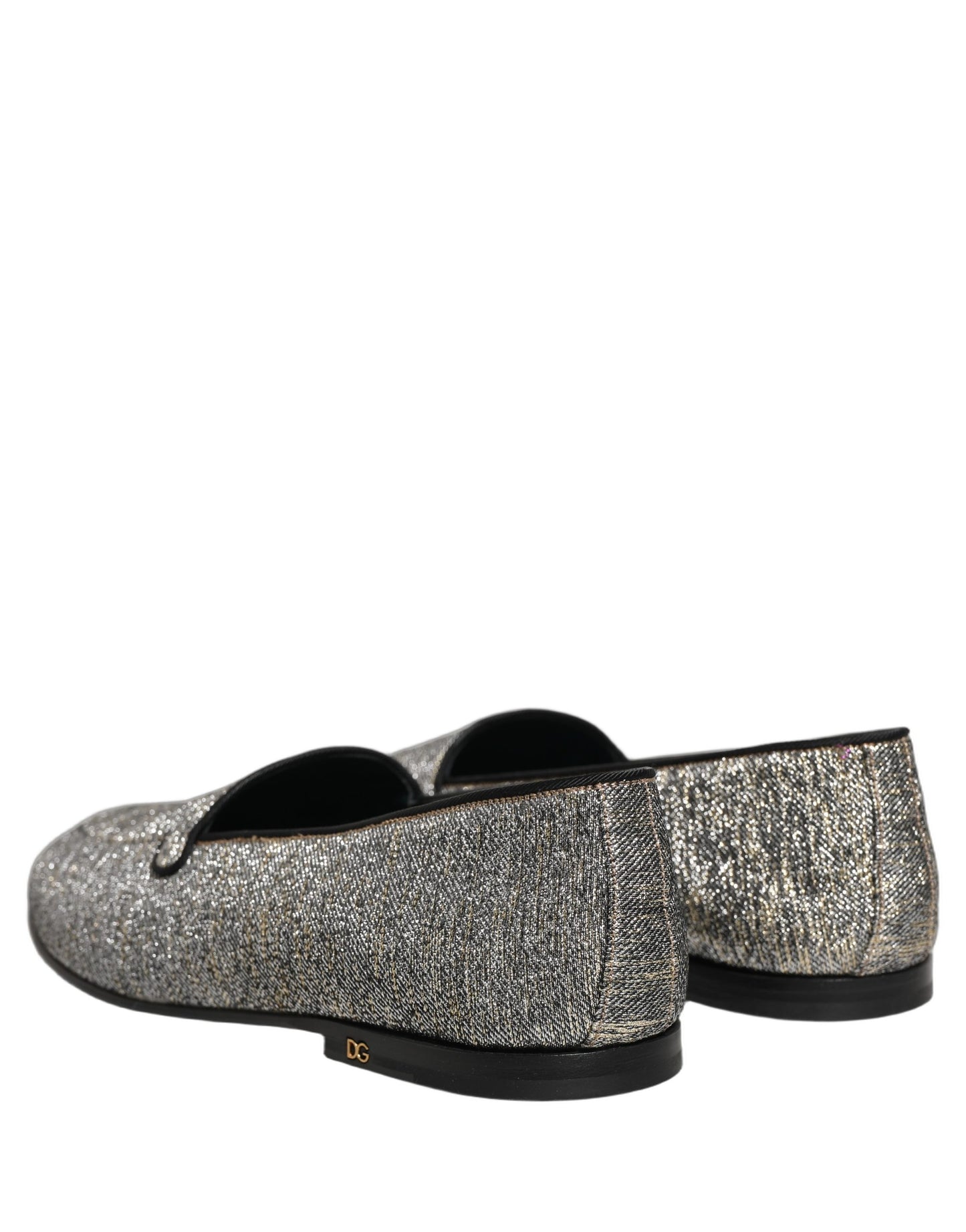 Zapatos mocasines de vestir para hombre, Dolce & Gabbana, gris, lúrex con purpurina