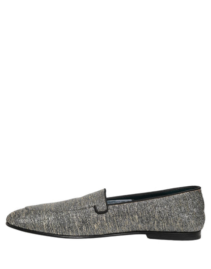 Zapatos mocasines de vestir para hombre, Dolce & Gabbana, gris, lúrex con purpurina