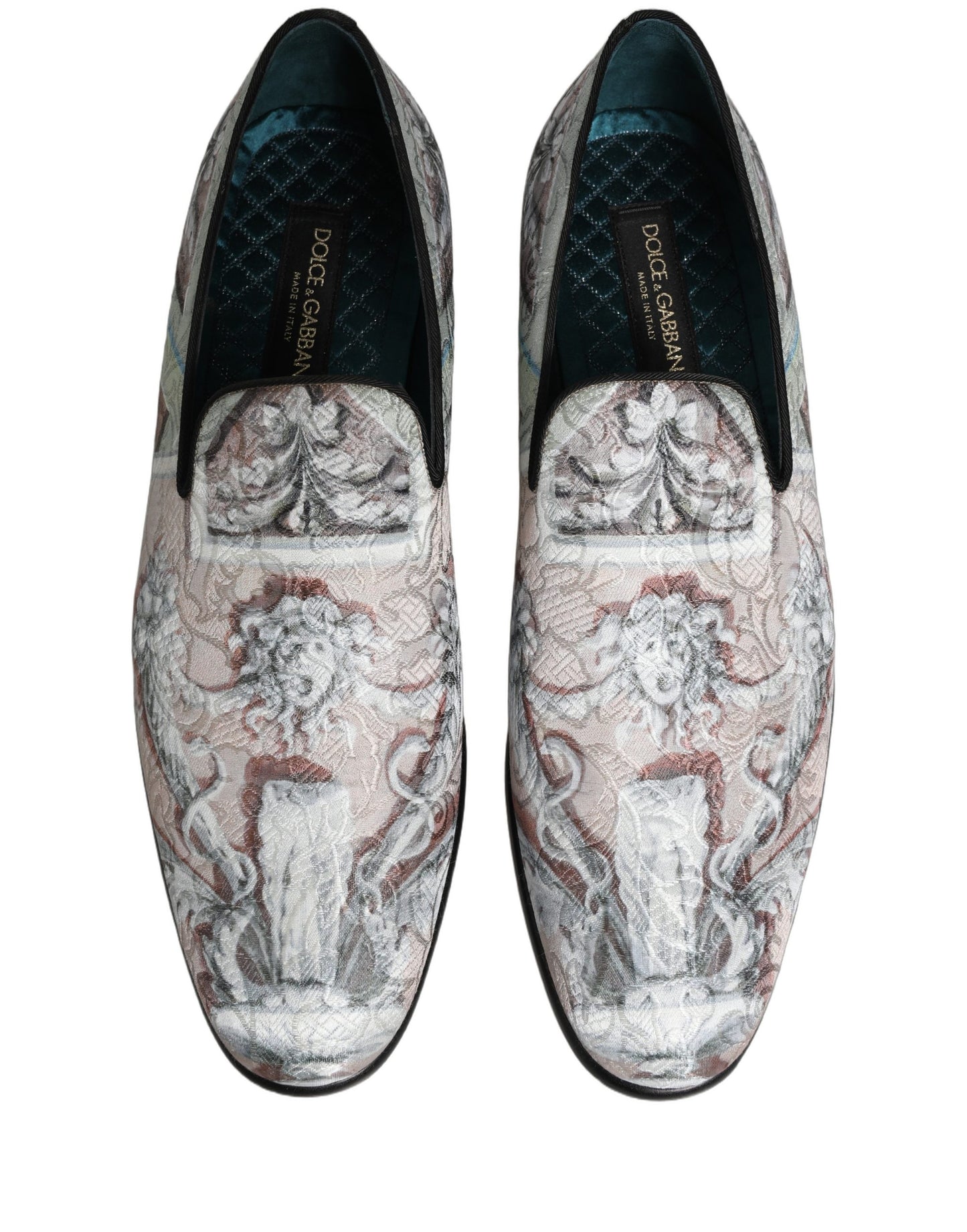 Chaussures Mocassins Dolce & Gabbana en Velours Multicolore avec Robe Baroque