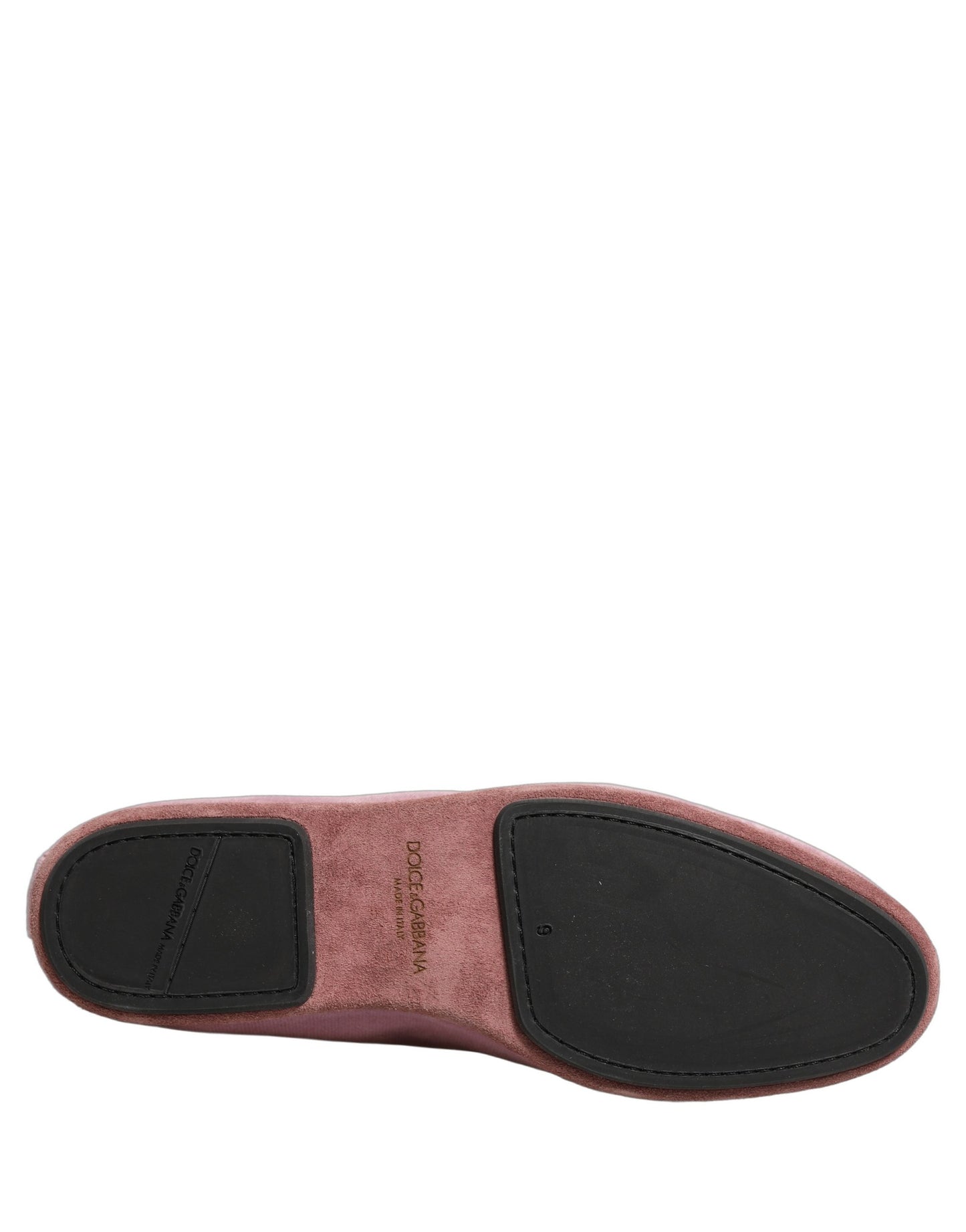 Mocassins plats à enfiler Dolce & Gabbana en velours rose pour homme