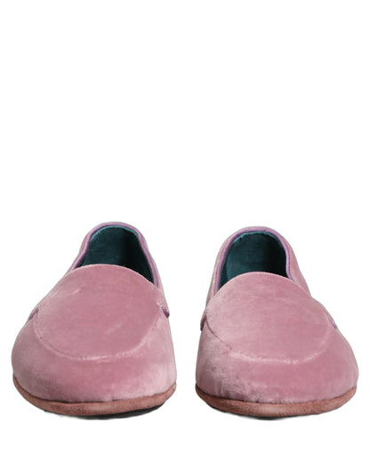 Mocassins plats à enfiler Dolce & Gabbana en velours rose pour homme