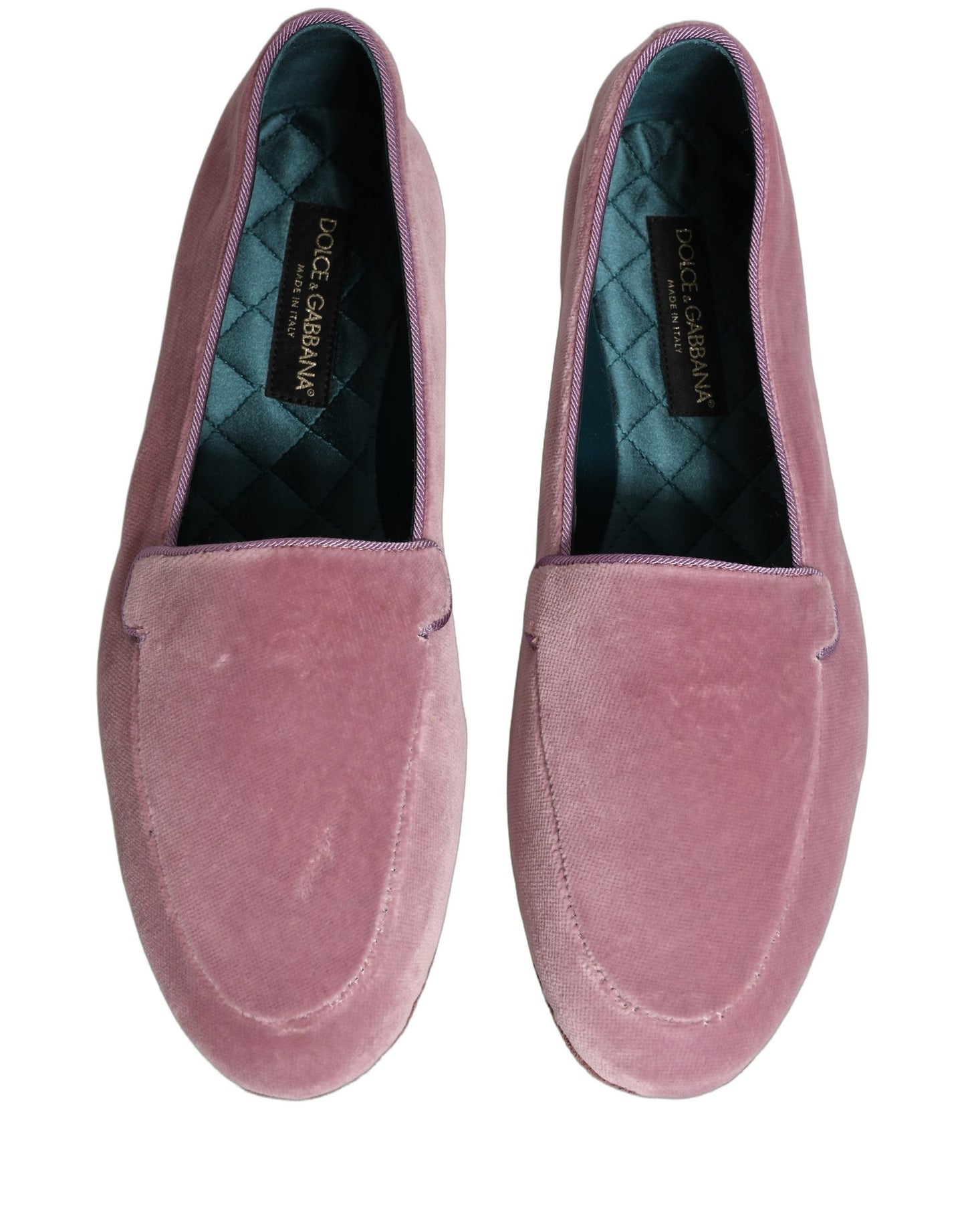 Mocassins plats à enfiler Dolce & Gabbana en velours rose pour homme