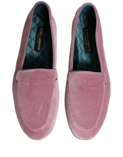 Mocassins plats à enfiler Dolce & Gabbana en velours rose pour homme