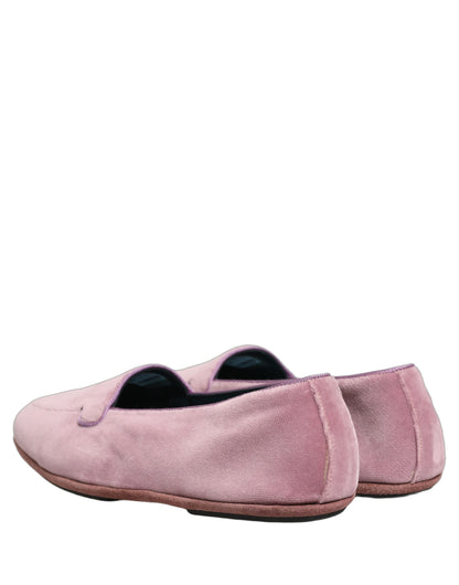 Mocassins plats à enfiler Dolce & Gabbana en velours rose pour homme