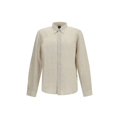 Hugo Boss Black Beige Linen Dress Shirt
