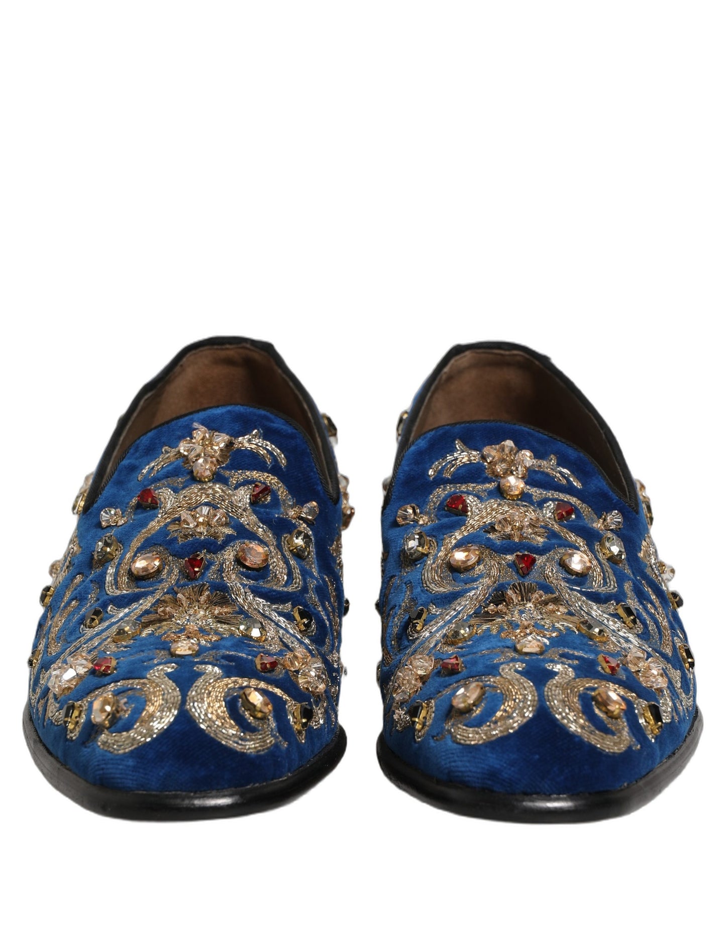 Zapatos Mocasines Adornados de Terciopelo Azul de Dolce & Gabbana