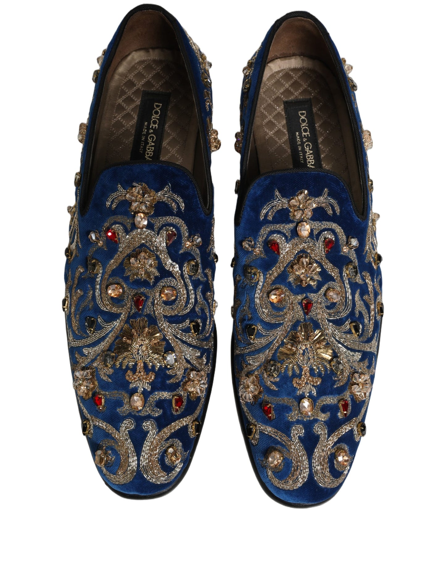 Zapatos Mocasines Adornados de Terciopelo Azul de Dolce & Gabbana