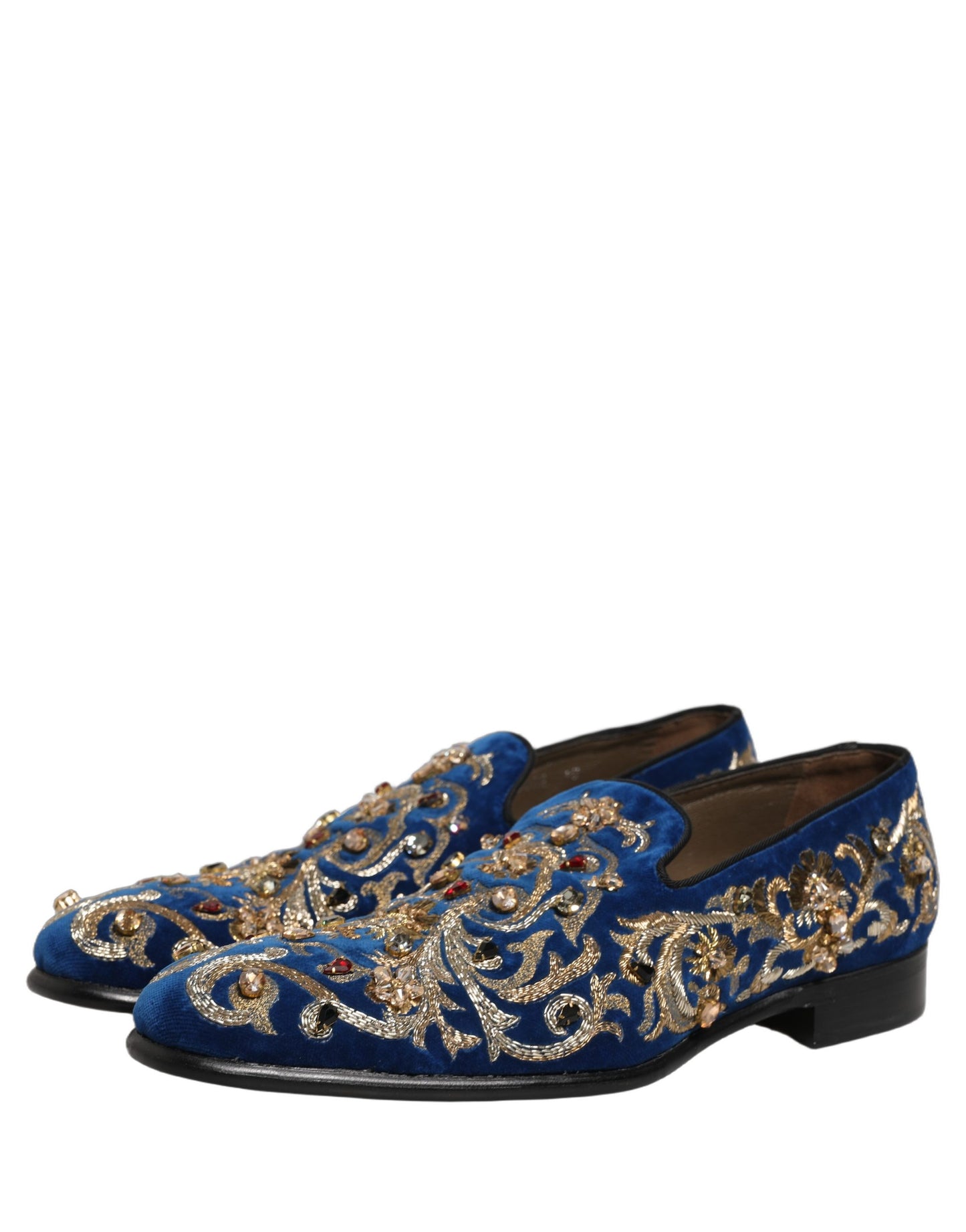 Zapatos Mocasines Adornados de Terciopelo Azul de Dolce & Gabbana