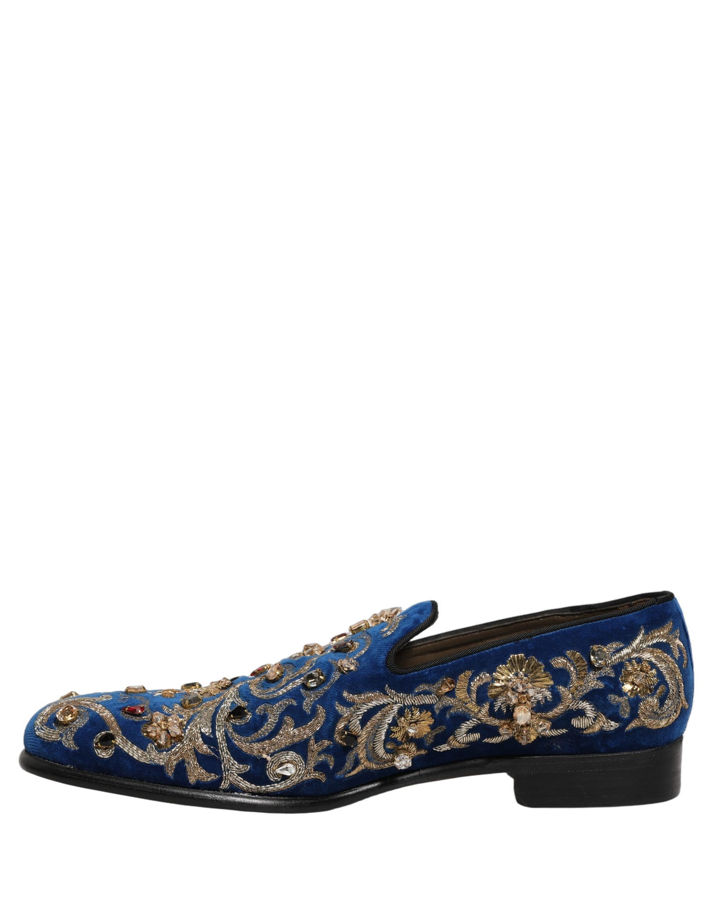 Zapatos Mocasines Adornados de Terciopelo Azul de Dolce & Gabbana