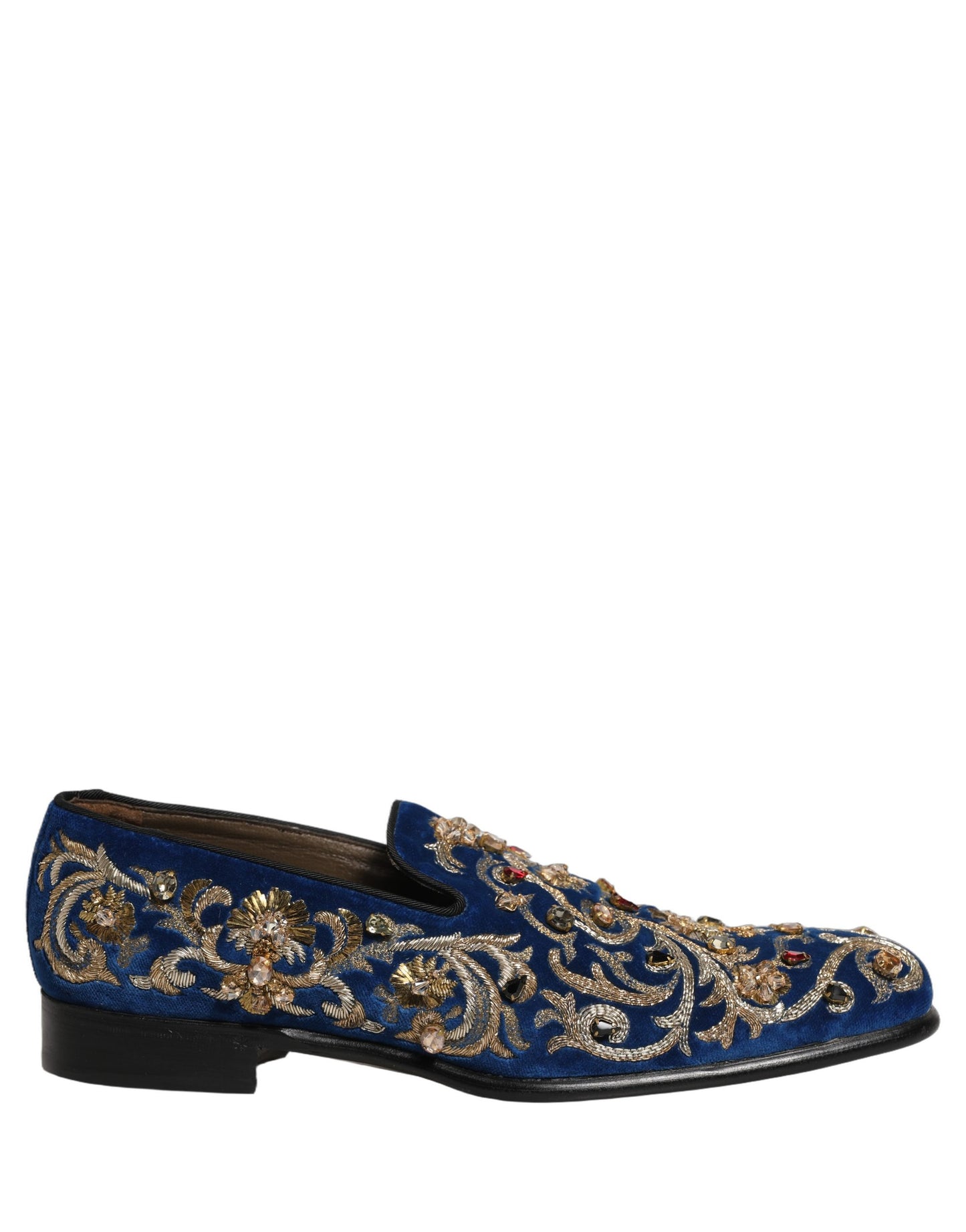 Zapatos Mocasines Adornados de Terciopelo Azul de Dolce & Gabbana